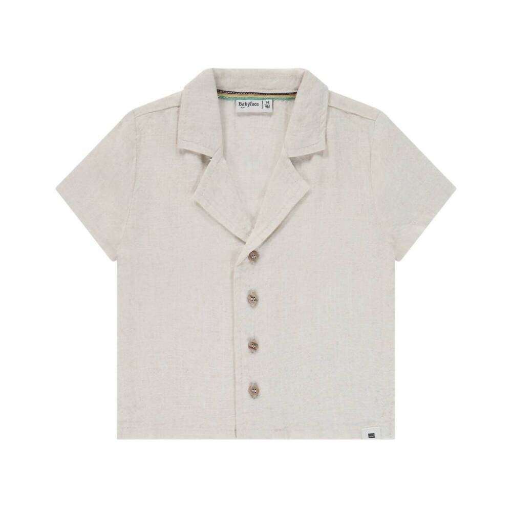 NEW BABYFACE boy's soft linen baby short sleeve shirt in stone